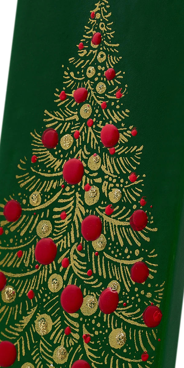 Flat Candle - Gold Tree on Green