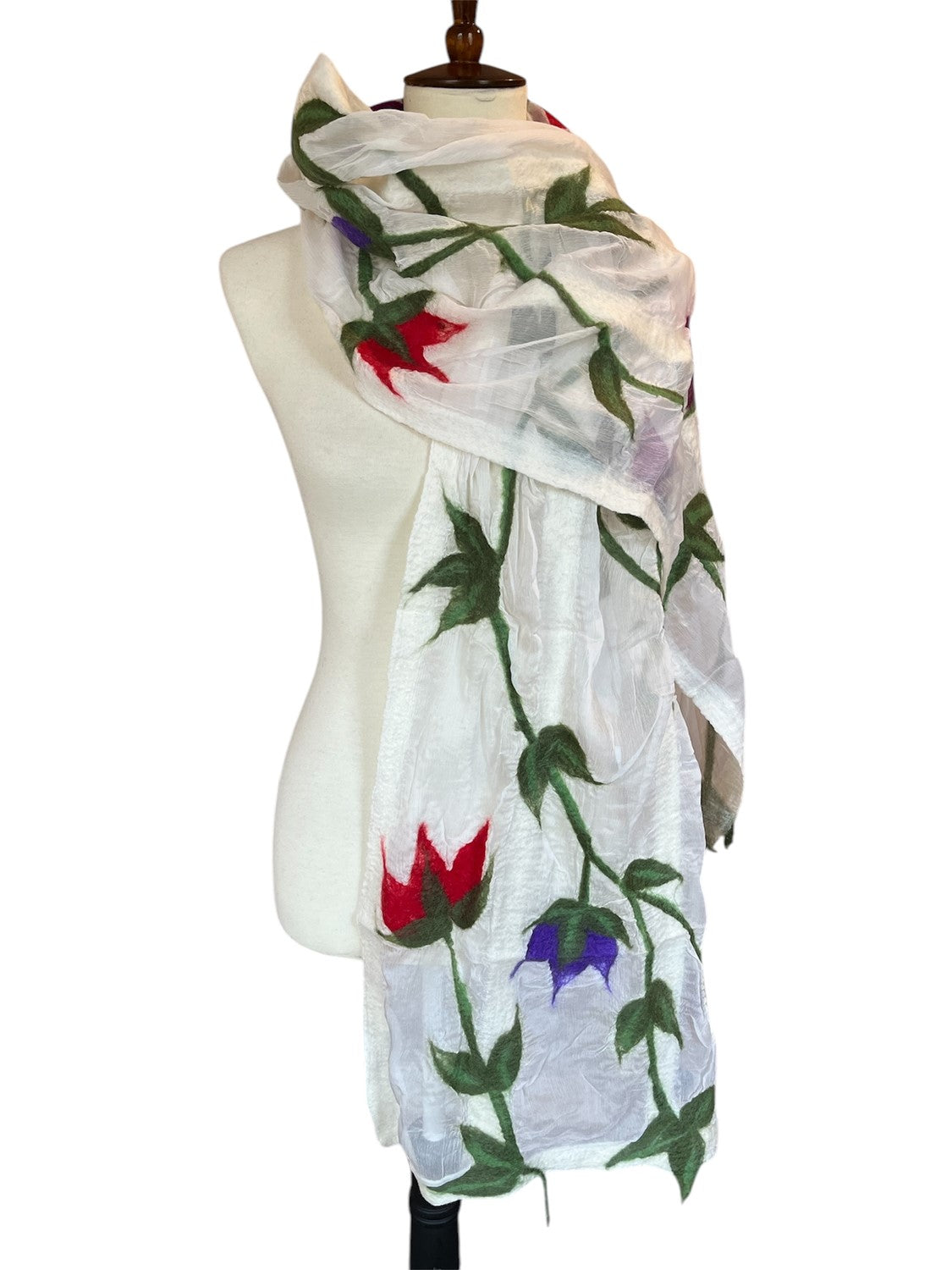 Flower Vines Scarf - White
