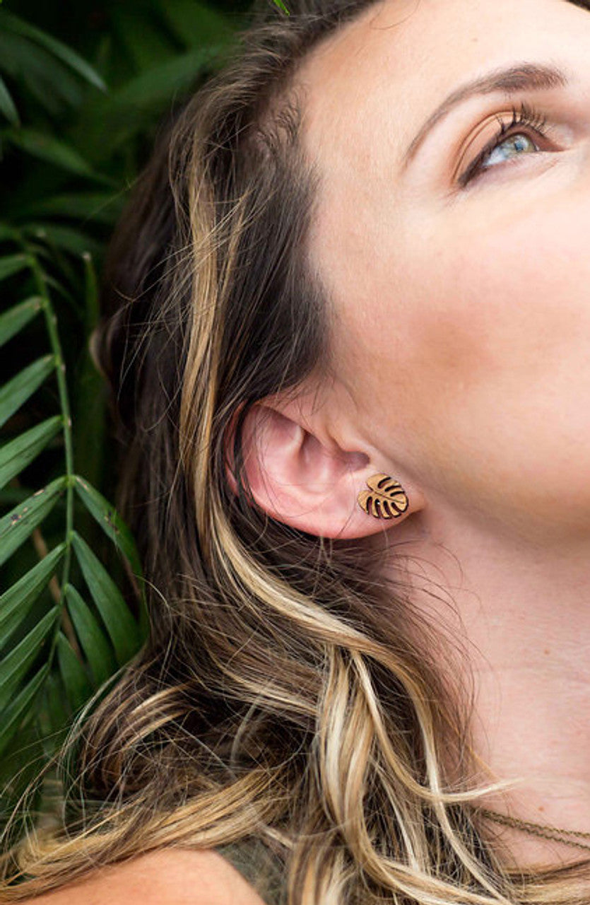 Monstera Stud Earrings