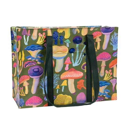 Zippered Shoulder Tote - Mushrooms