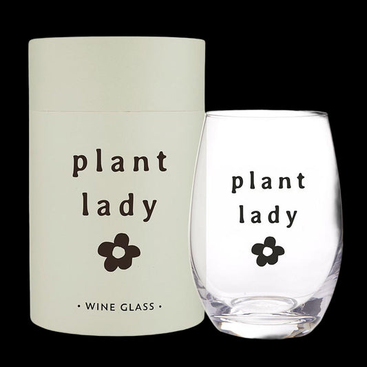 Stemless Wine Glass - Plant Lady