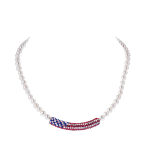 Patriotic Pearl Tube Choker