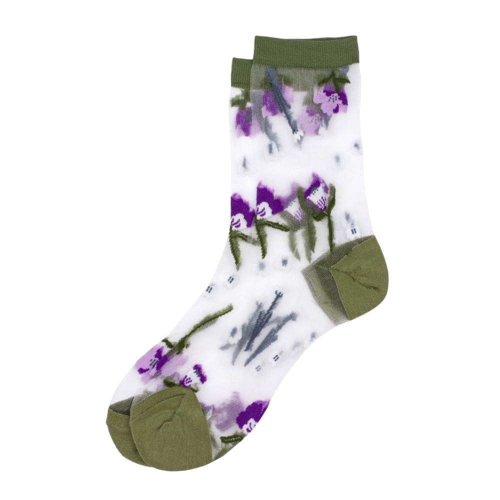 Petal Parade Green Sheer Socks