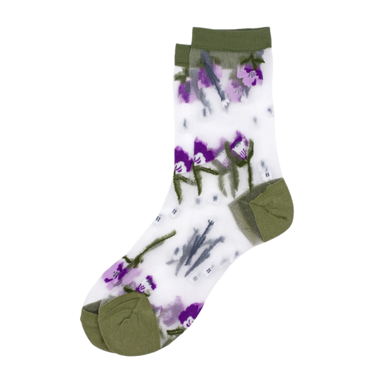 Petal Parade Green Sheer Socks