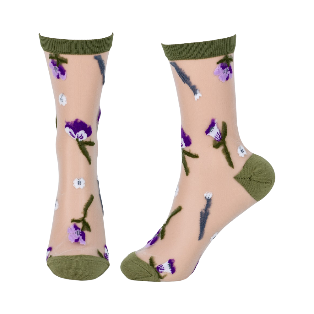 Petal Parade Green Sheer Socks