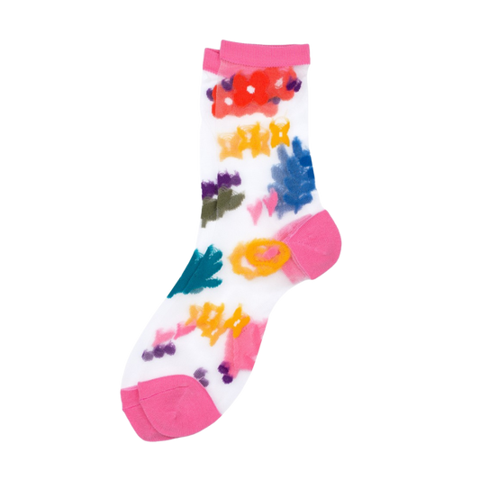 Floral Whimsy Pink Sheer Socks