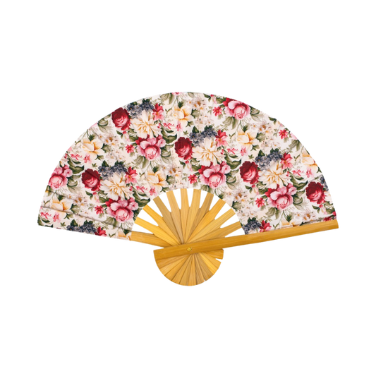 Floral Chintz Beige Hand Fan