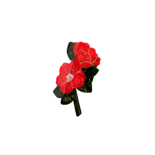Vintage Red Poppy Claw Clip