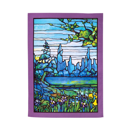Tiffany Iris Landscape Tea Towel