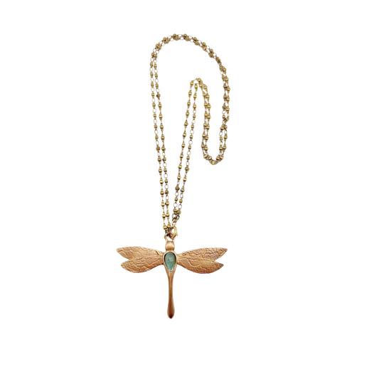 Bronze Dragonfly Kyanite Necklace
