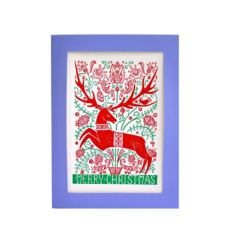 Folk Deer Christmas Card Set
