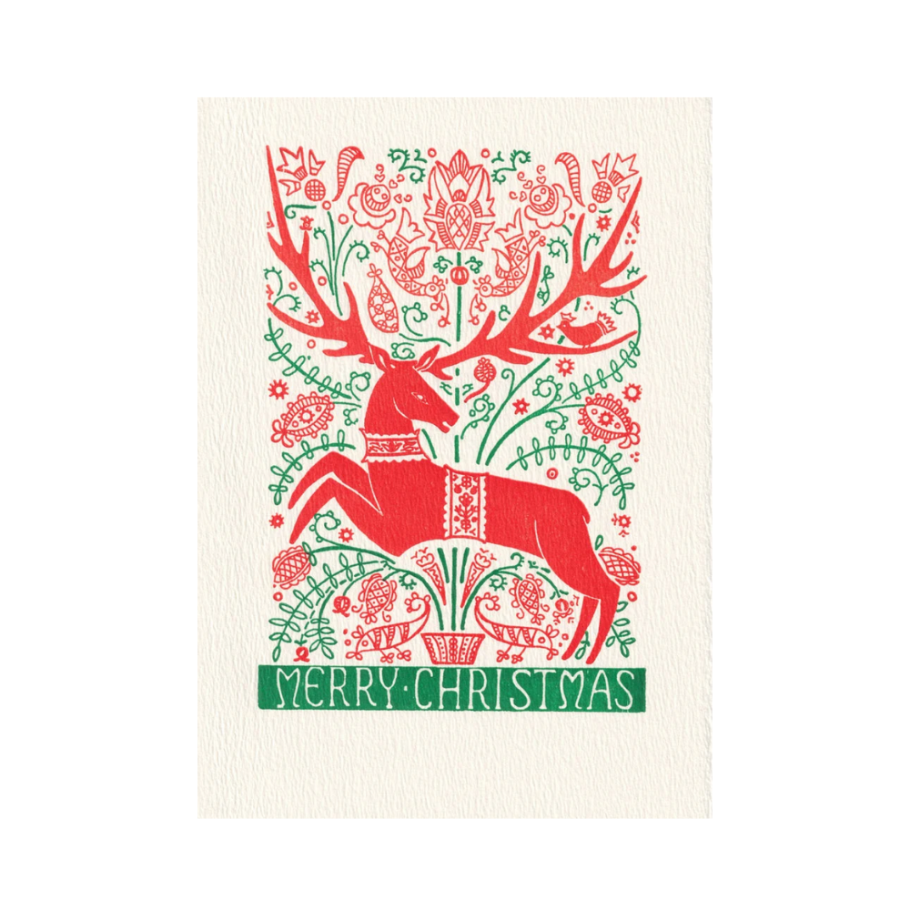 Folk Deer Christmas Card Set