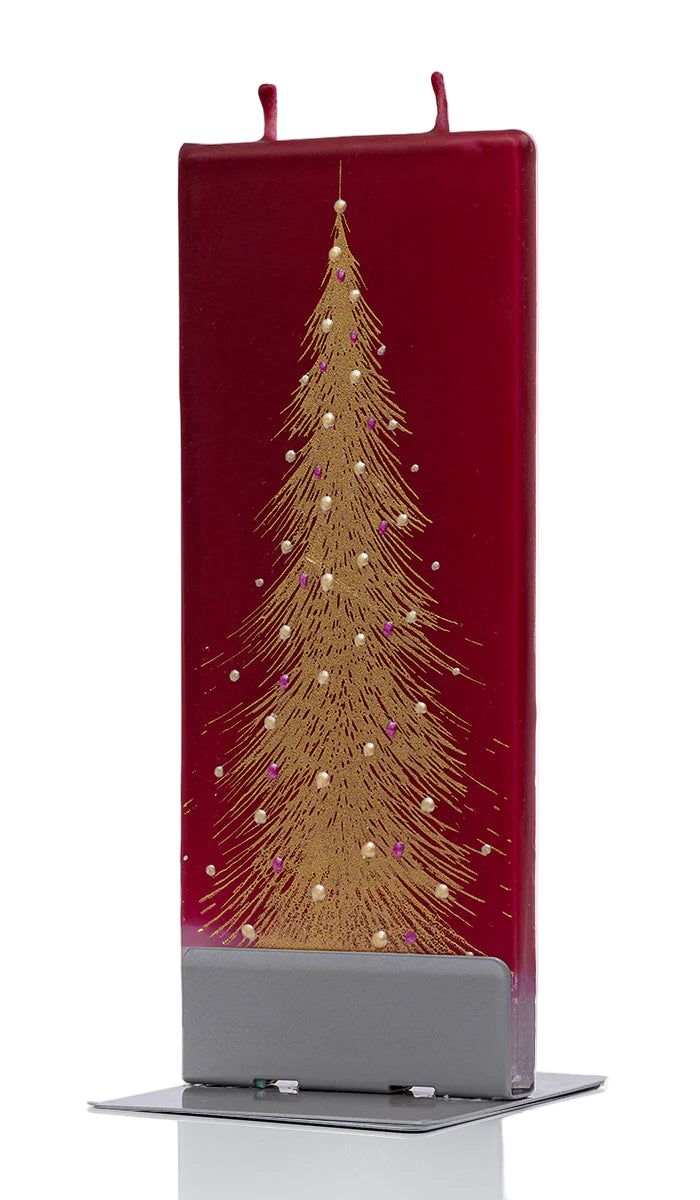 Flat Candle - Gold Tree on Red
