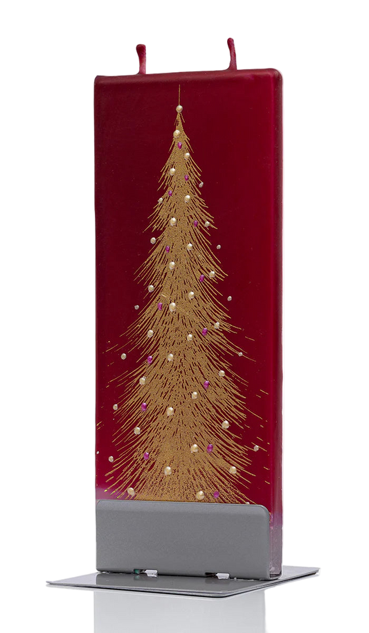 Flat Candle - Gold Tree on Red