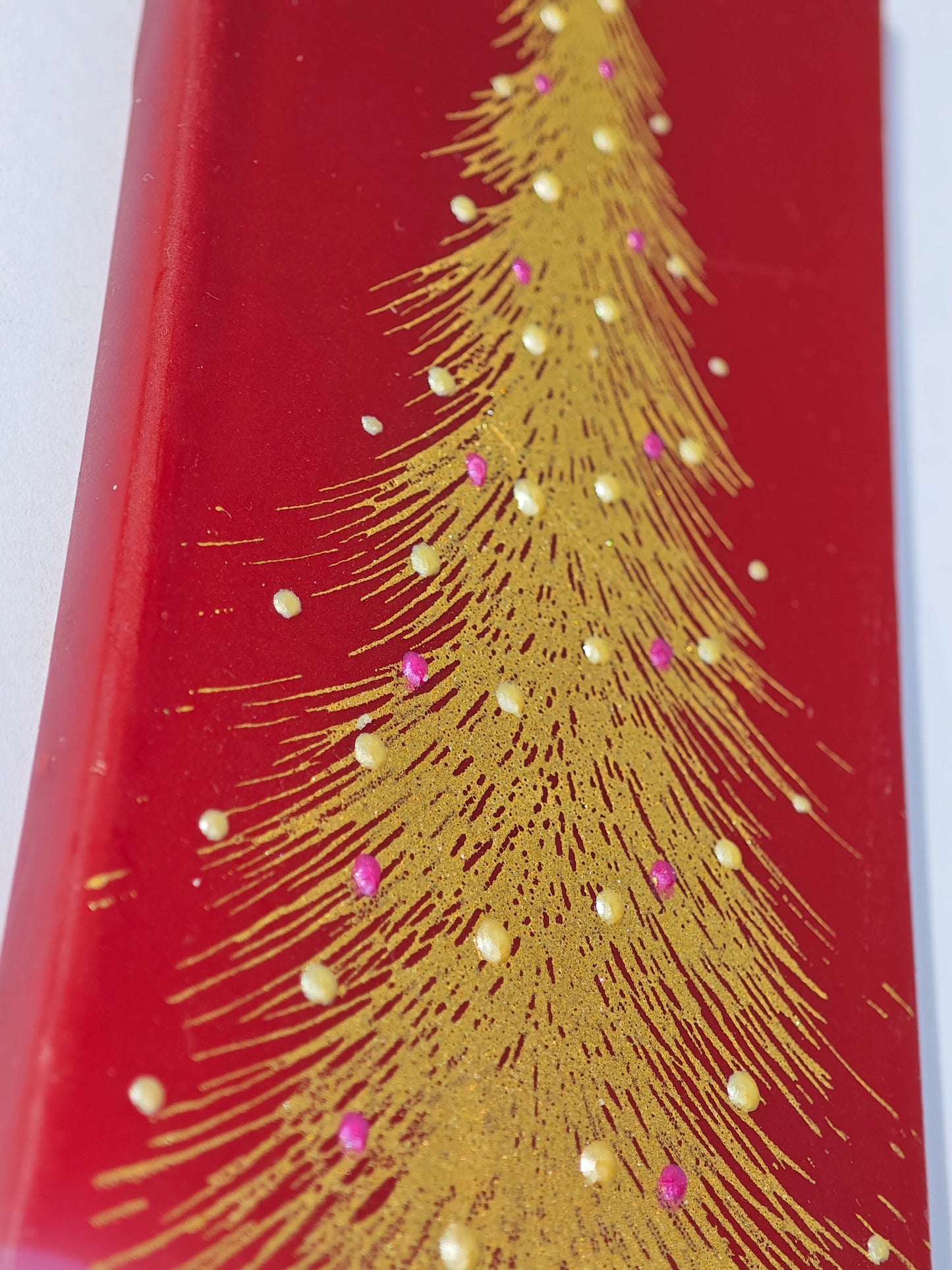 Flat Candle - Gold Tree on Red