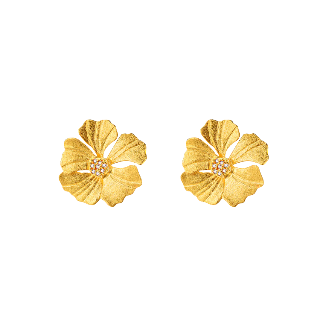 Rose Periwinkle Gold Stud Earrings