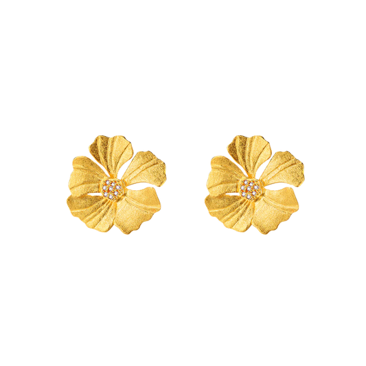 Rose Periwinkle Gold Stud Earrings