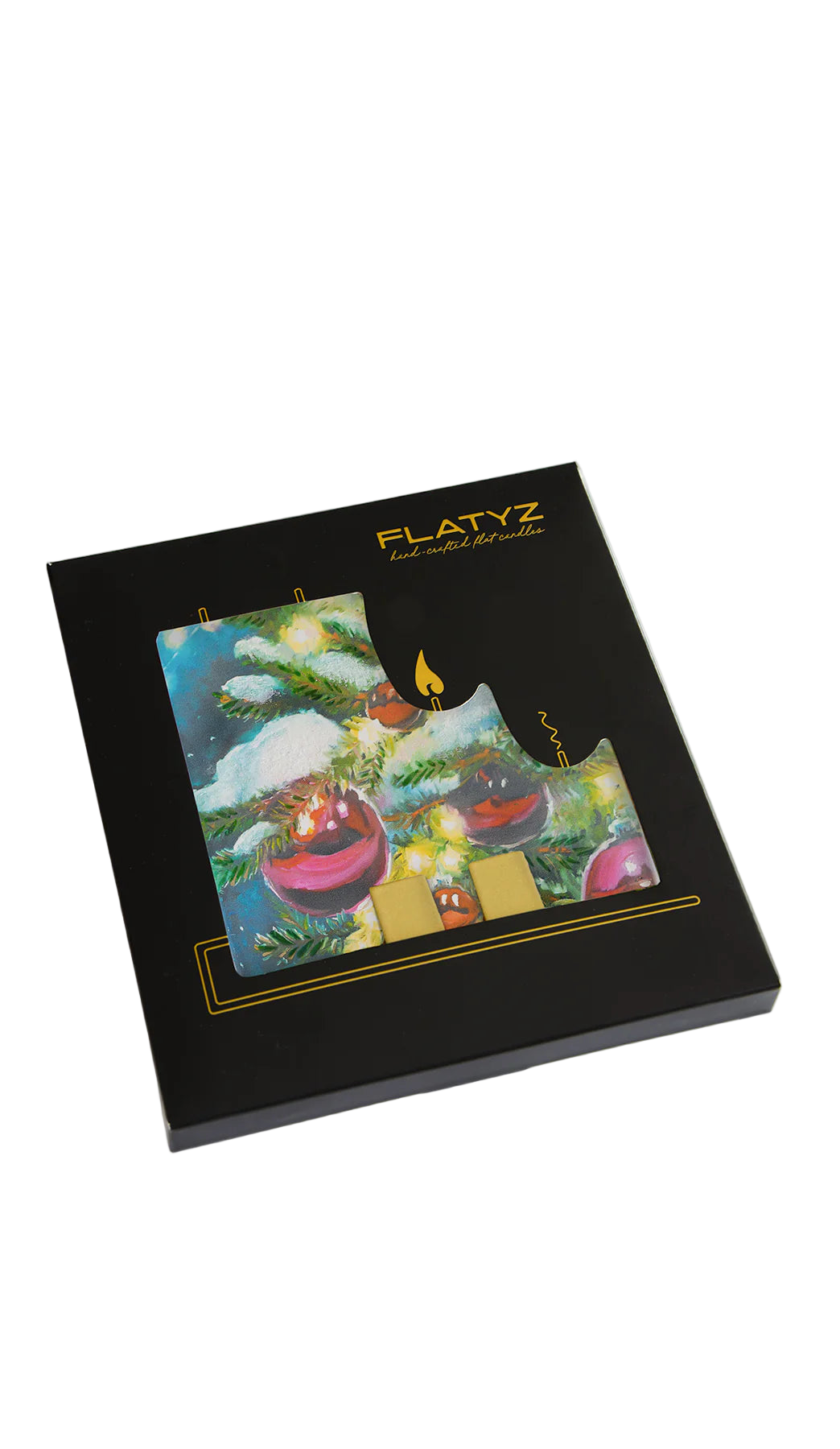 Flat Candle - Snowy Tree with Ornaments