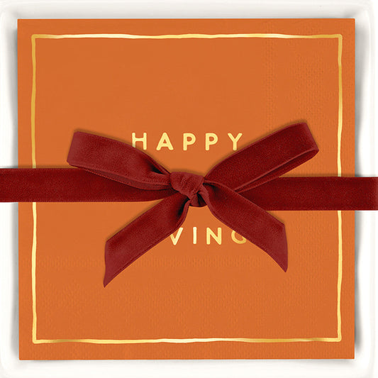 Ceramic Napkin Tray + Napkins - Happy Thanksgiving