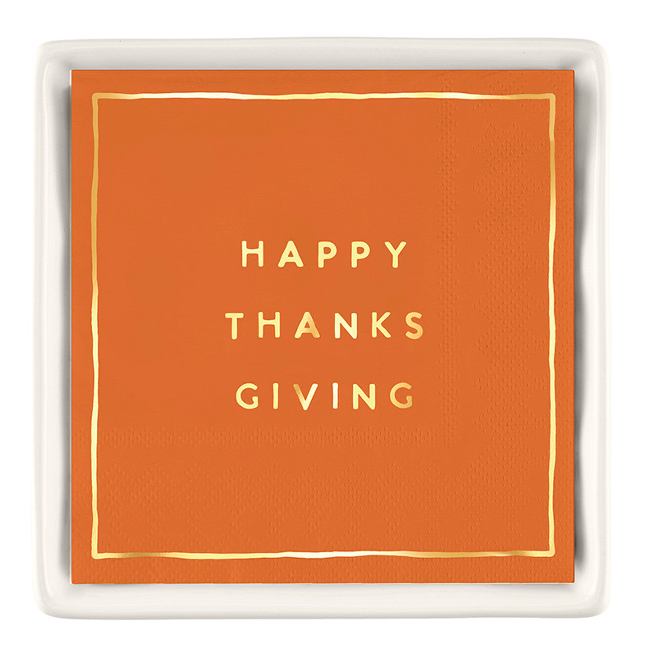 Ceramic Napkin Tray + Napkins - Happy Thanksgiving