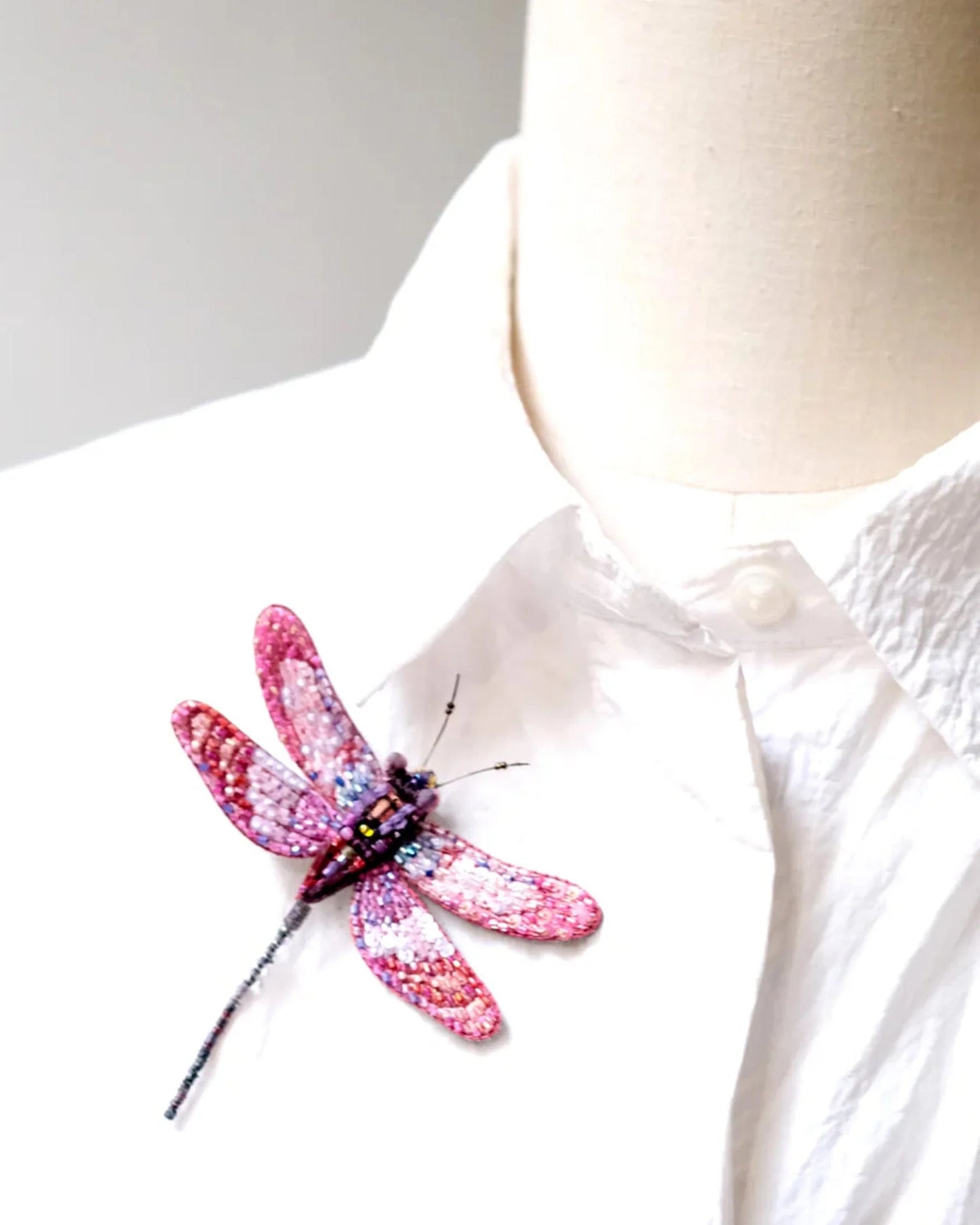 Roseate Skimmer Dragonfly Brooch Pin