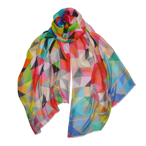 Multi-Color Geometric Print Scarf