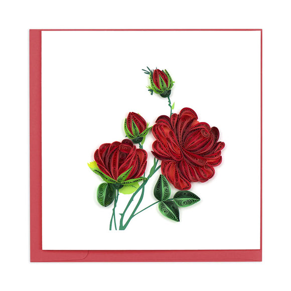 Red Roses Quilled Card