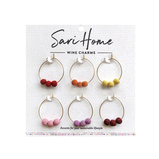 Sari Wine Charms, Set of 6