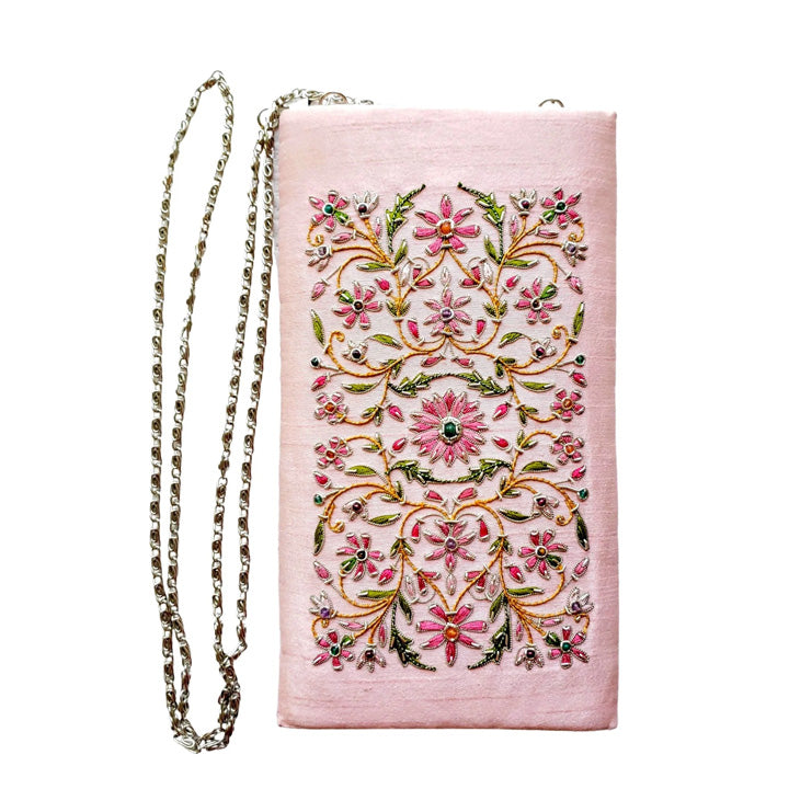 Light Pink Hand Embroidered Crossbody