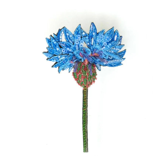 Blue Cornflower Brooch Pin