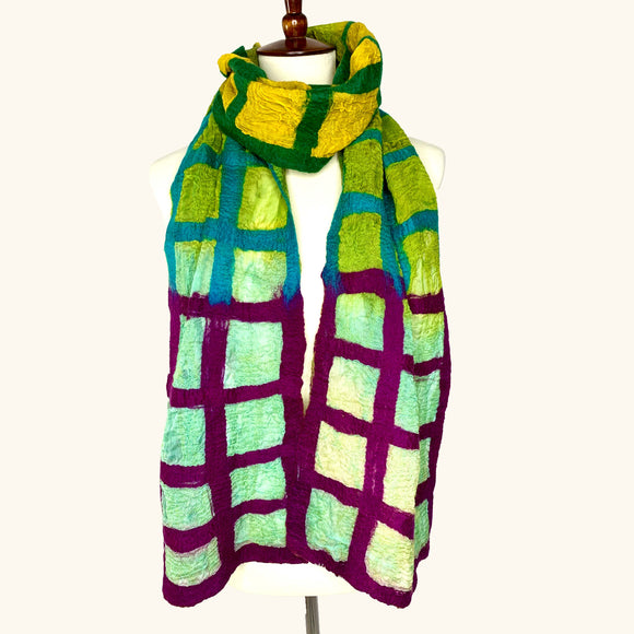 Windowpane Scarf- Cool Tones