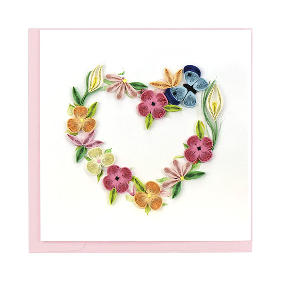 Floral Heart Wreath Quilled Card